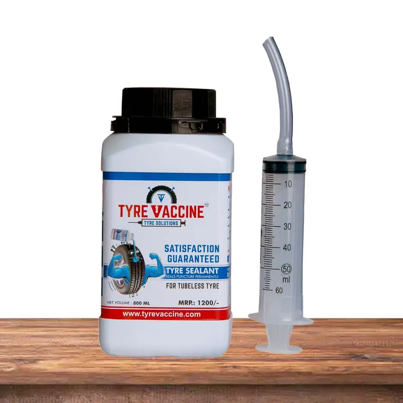 Tyre Vaccine – Tubeless Tyre Sealant (800 ml) with Injector | Permanent Puncture Protection