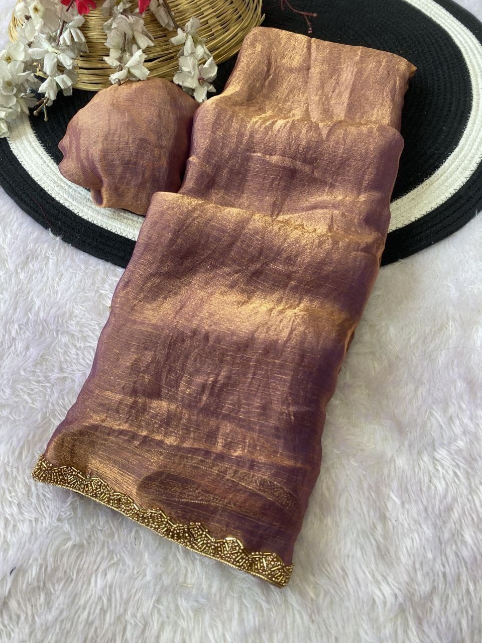 Purple Golden Silk Saree with Designer Embroidered Border – Festive & Party Wear