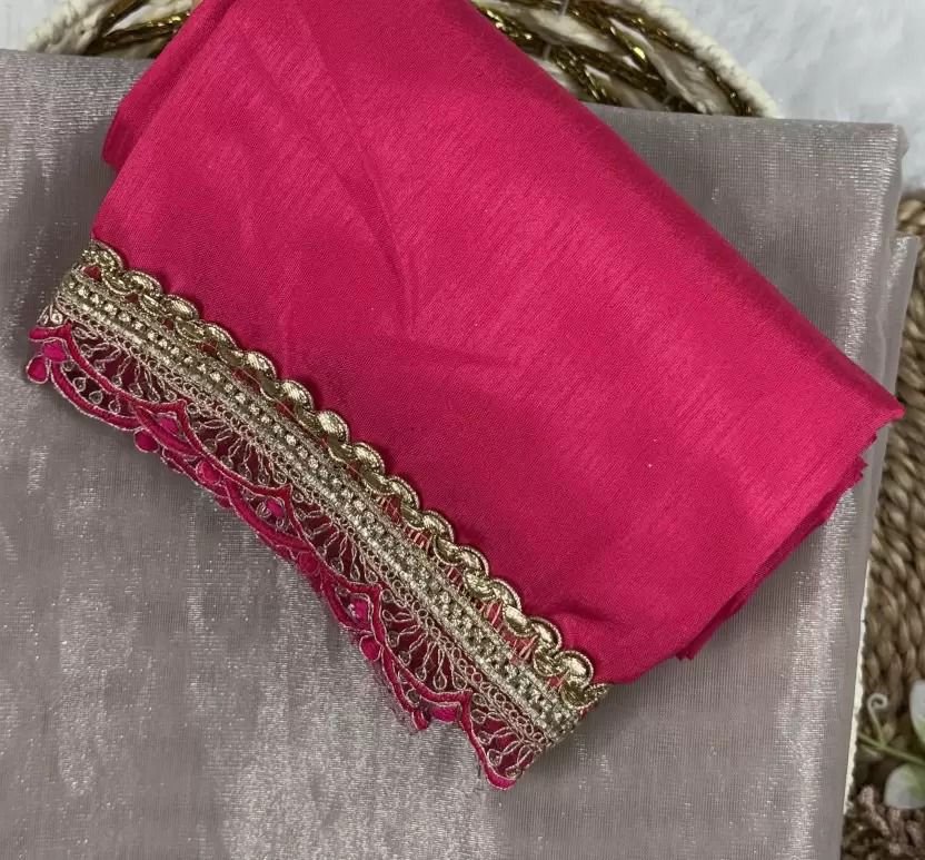 Stylish Pink & Silver Saree with Embroidered Border – Party & Festive Wear