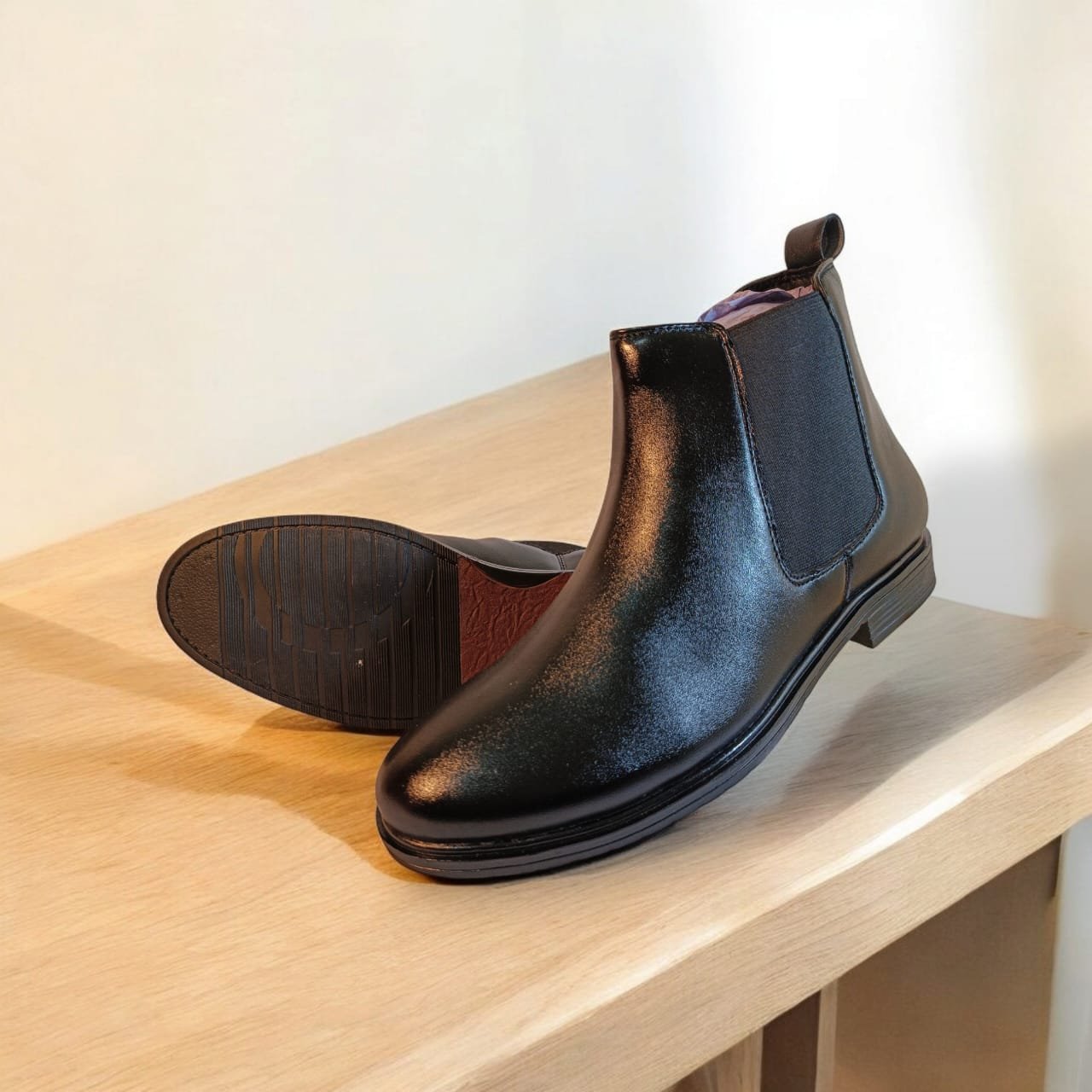 Men's Classic Black Chelsea Boots – Faux Leather Finish