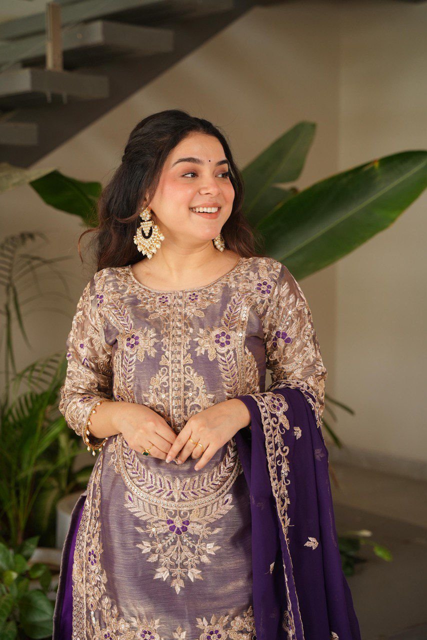 *✨ Designer Embroidered Top Plazzo Dupatta Set Collection ✨